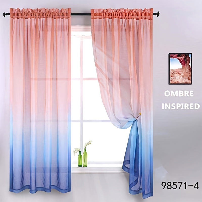 Rideau voilage dégradé ombré en polyester tamisant pour salon et chambre