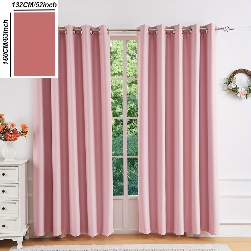 Rideau occultant thermique 100 % blackout à œillets en polyester, rose
