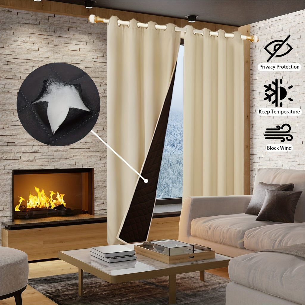 Rideau thermique occultant épais hiver coupe-vent à œillets, hauteur 240 à 269 cm