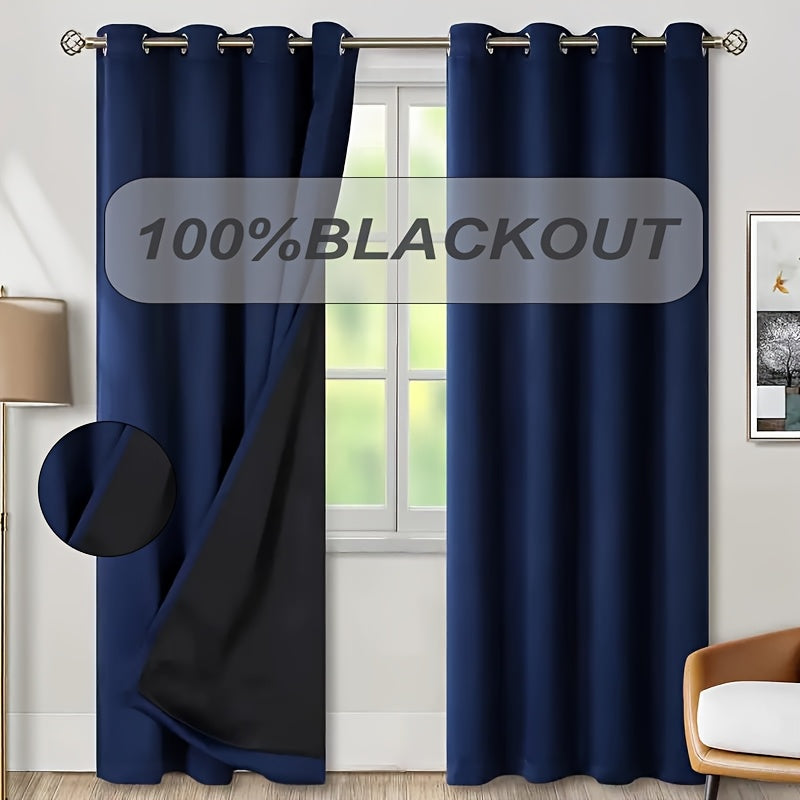 Rideaux occultants 100 % blackout à œillets, hauteur 240 à 269 cm
