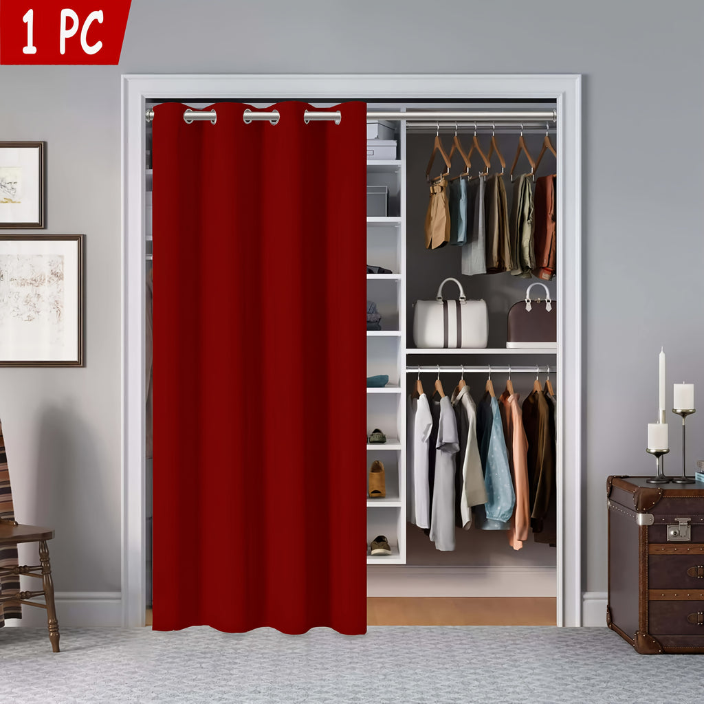 Rideau occultant thermique pour porte et placard en polyester à œillet, rouge