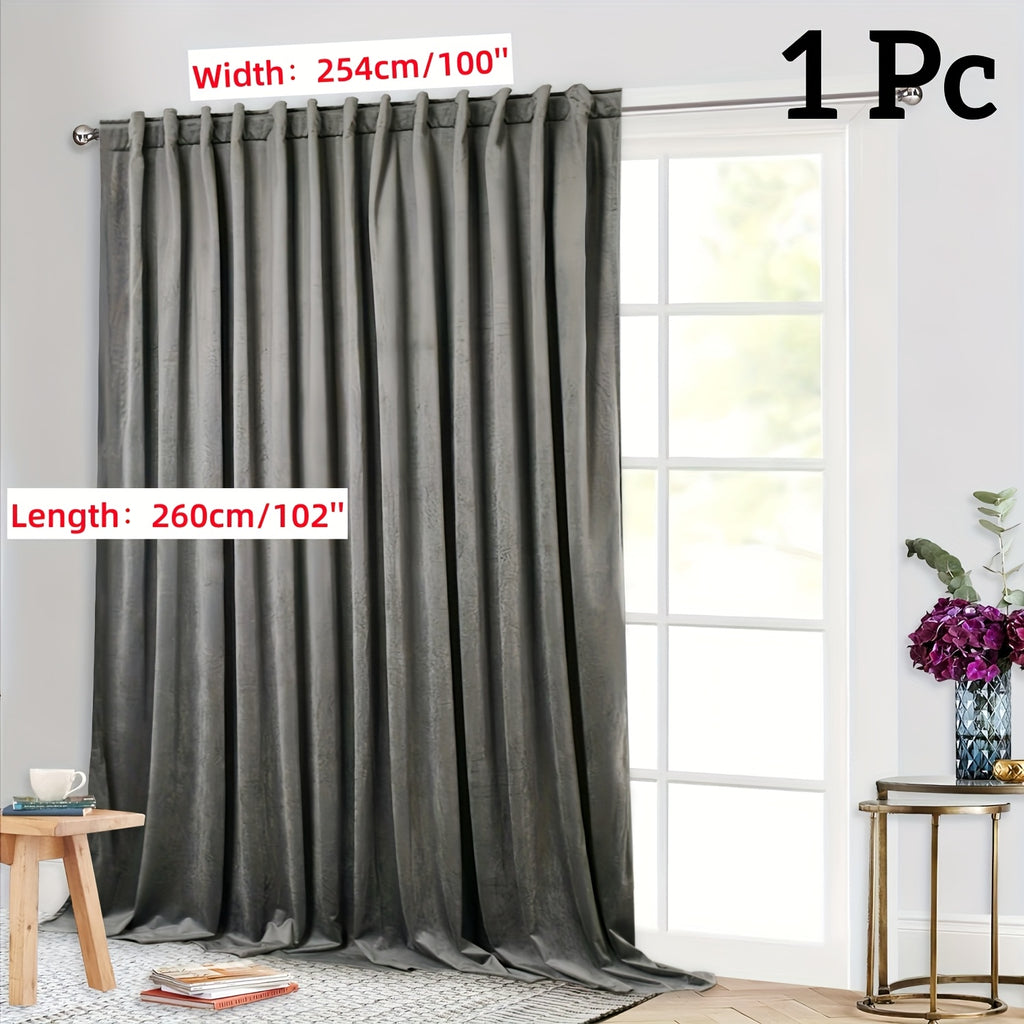Rideau flanelle occultant large en polyester pour porte-fenêtre, argent