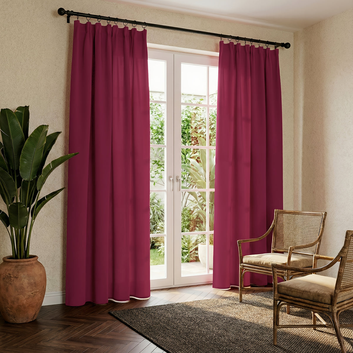 Rideaux occultants unis thermiques en polyester haute précision (2 pan, hauteur 270 cm et plus