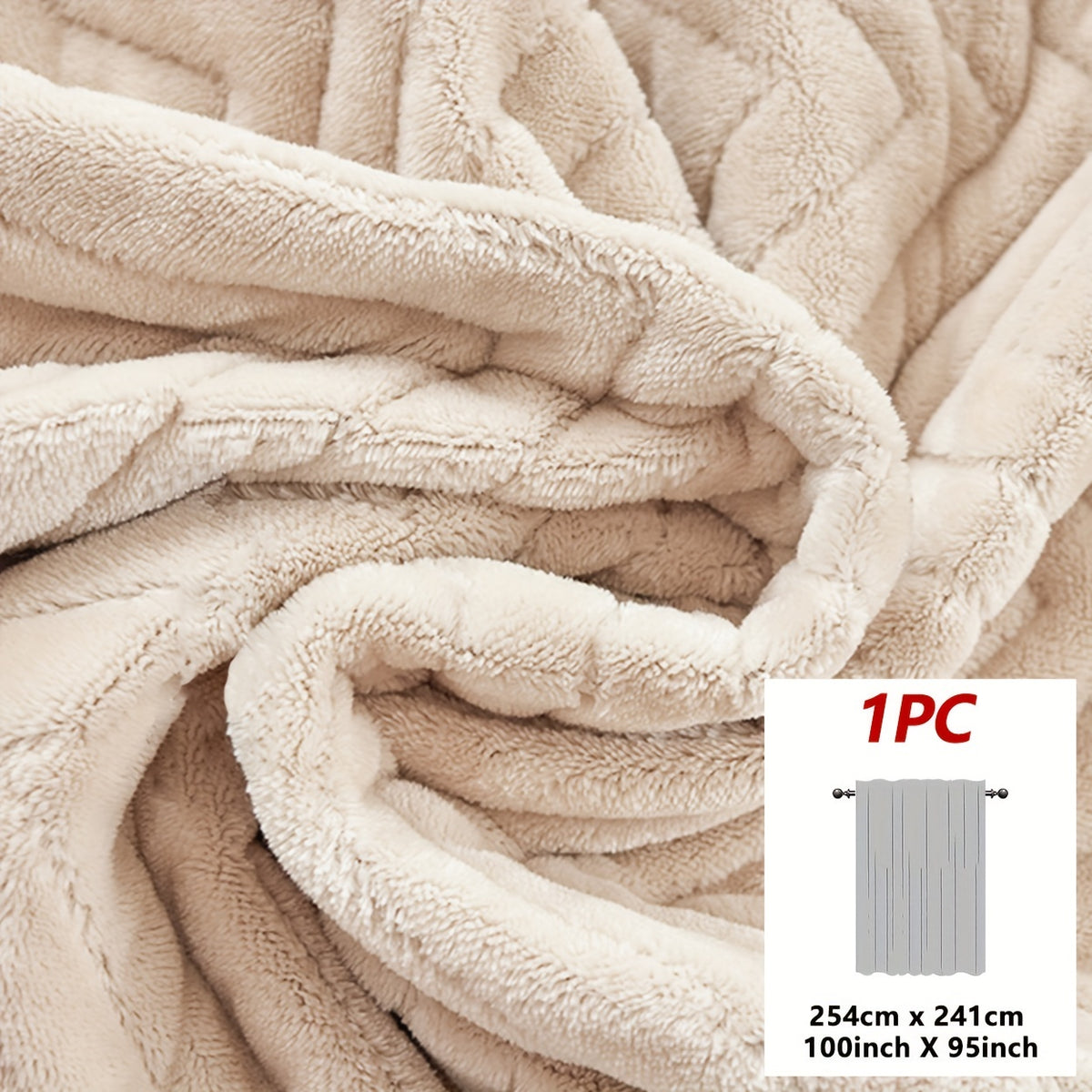 Rideau occultant thermique épais en flanelle, beige