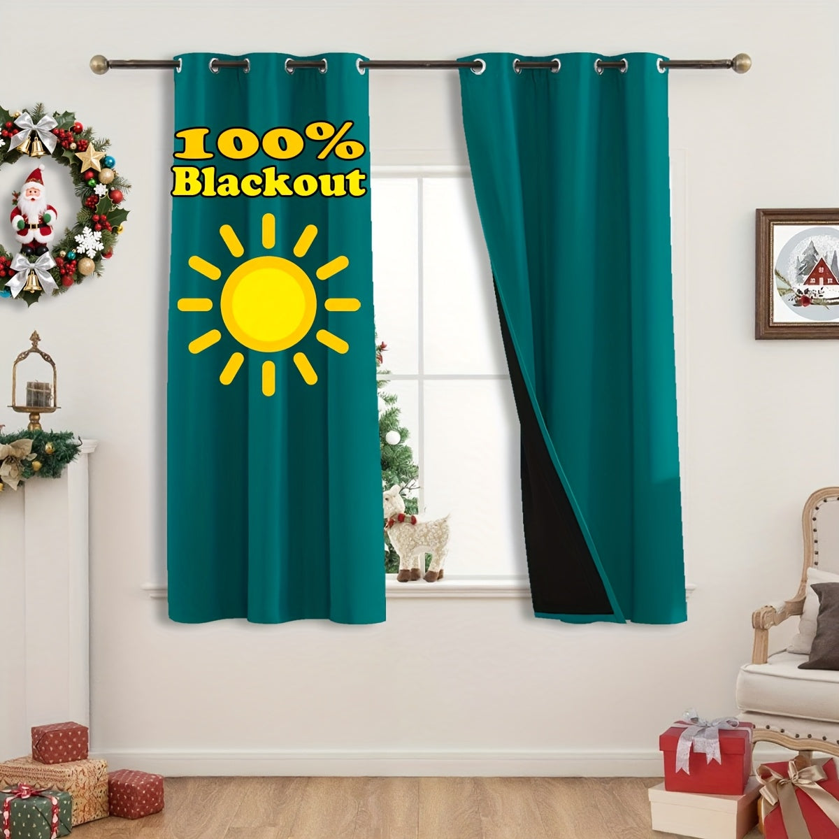 Rideaux occultants thermiques 100 % blackout à œillets – lot de 2 panneaux