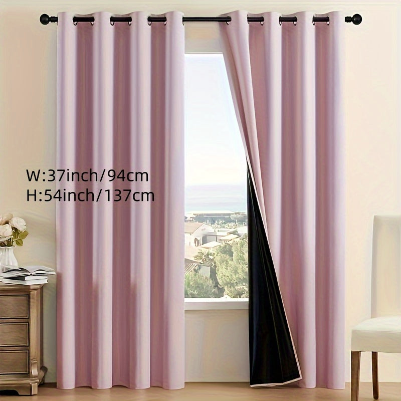 Rideau occultant thermique 100 % blackout à œillets en polyester, rose