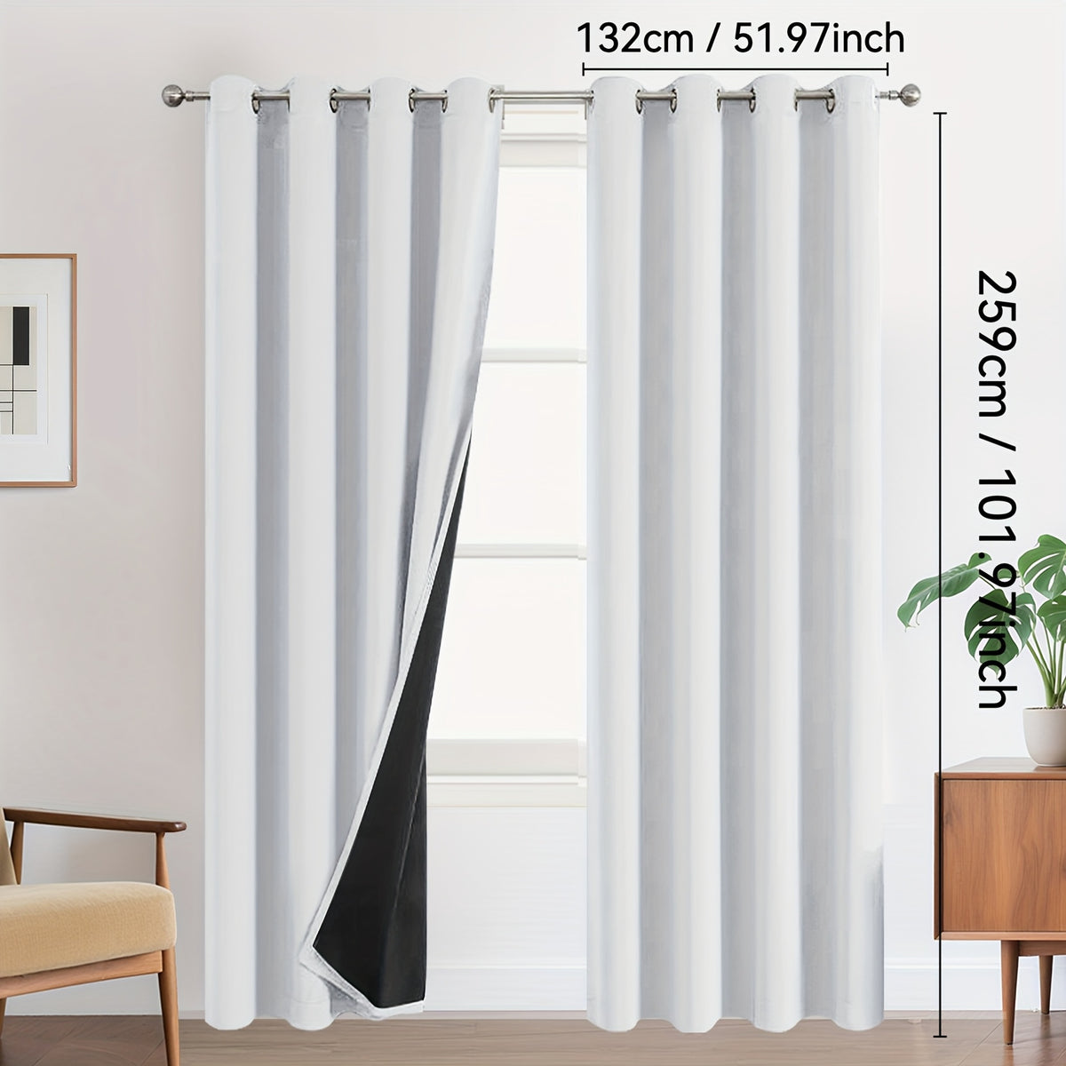 Rideaux occultants 100 % blackout à œillets – lot de 2 panneaux pour chambre et salon