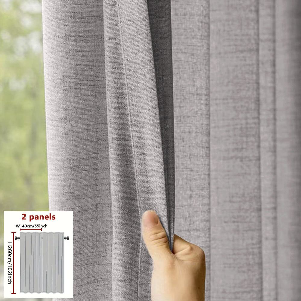 Rideaux japonais semi-transparents effet lin – lot de 2 pour salon et chambre