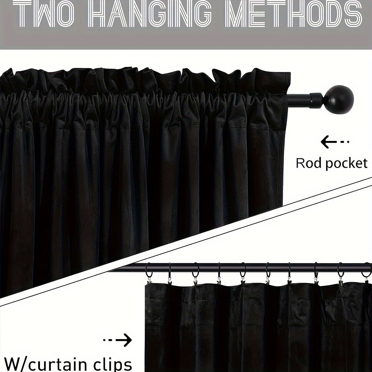 Rideaux tamisants unis en polyester effet flanelle pour chambre et salon (2 panneaux)