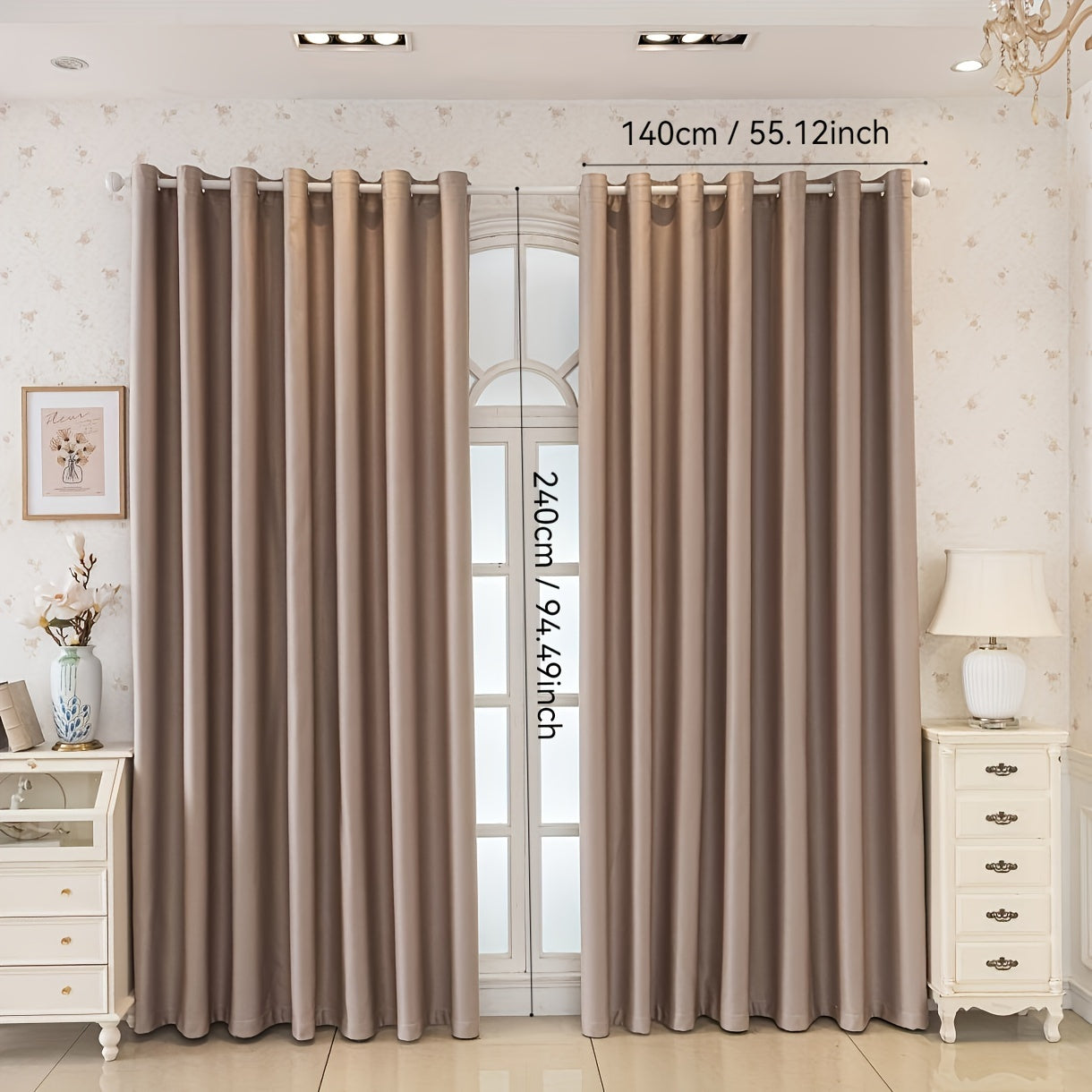 Rideaux occultants crème en polyester pour chambre et salon (2 panneaux)