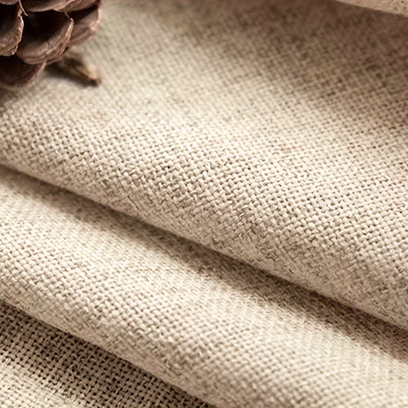 Rideau voilage lin mélangé beige à œillets style farmhouse (1 panneau)
