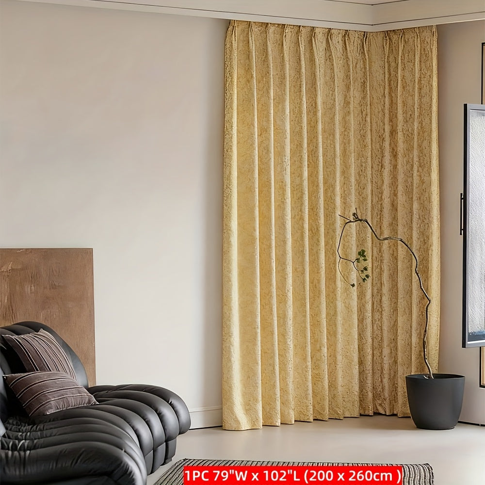 Rideau occultant jacquard doré en polyester pour salon et chambre