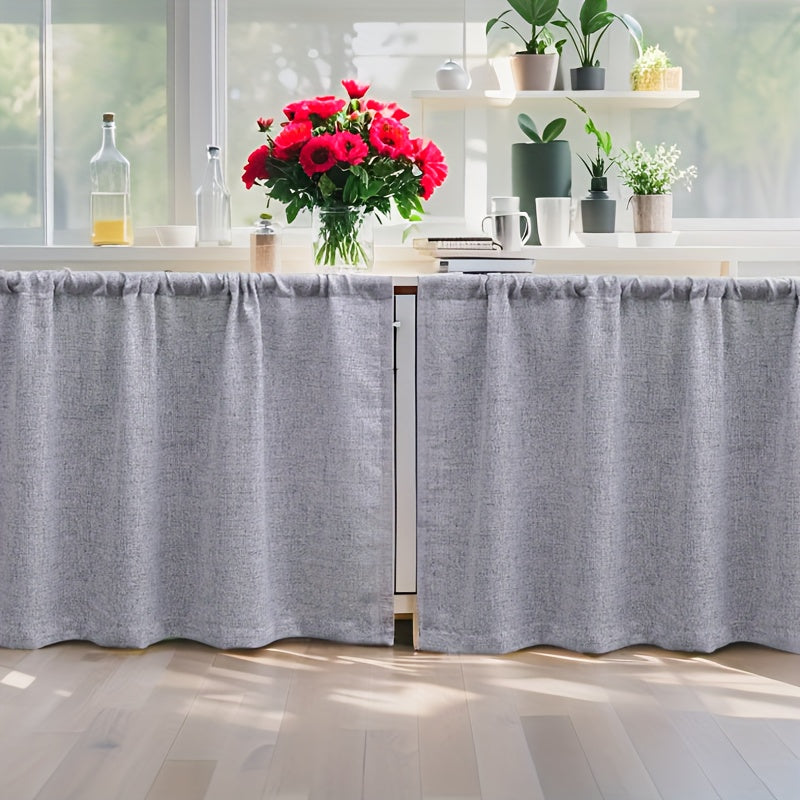 Rideau brise-vue effet lin tamisant pour meuble et cuisine, violet