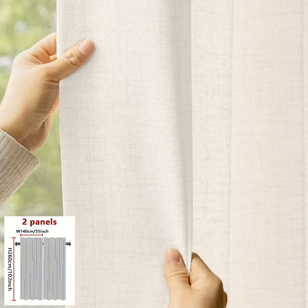 Rideaux japonais semi-transparents effet lin – lot de 2 pour salon et chambre