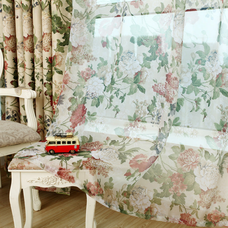 Rideaux fleuris en polyester tamisants, largeur 100 à 139 cm Image