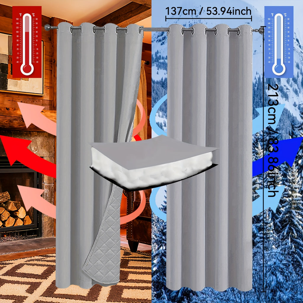Rideaux occultants thermiques épais à œillets isolants (2 panneaux), gris clair