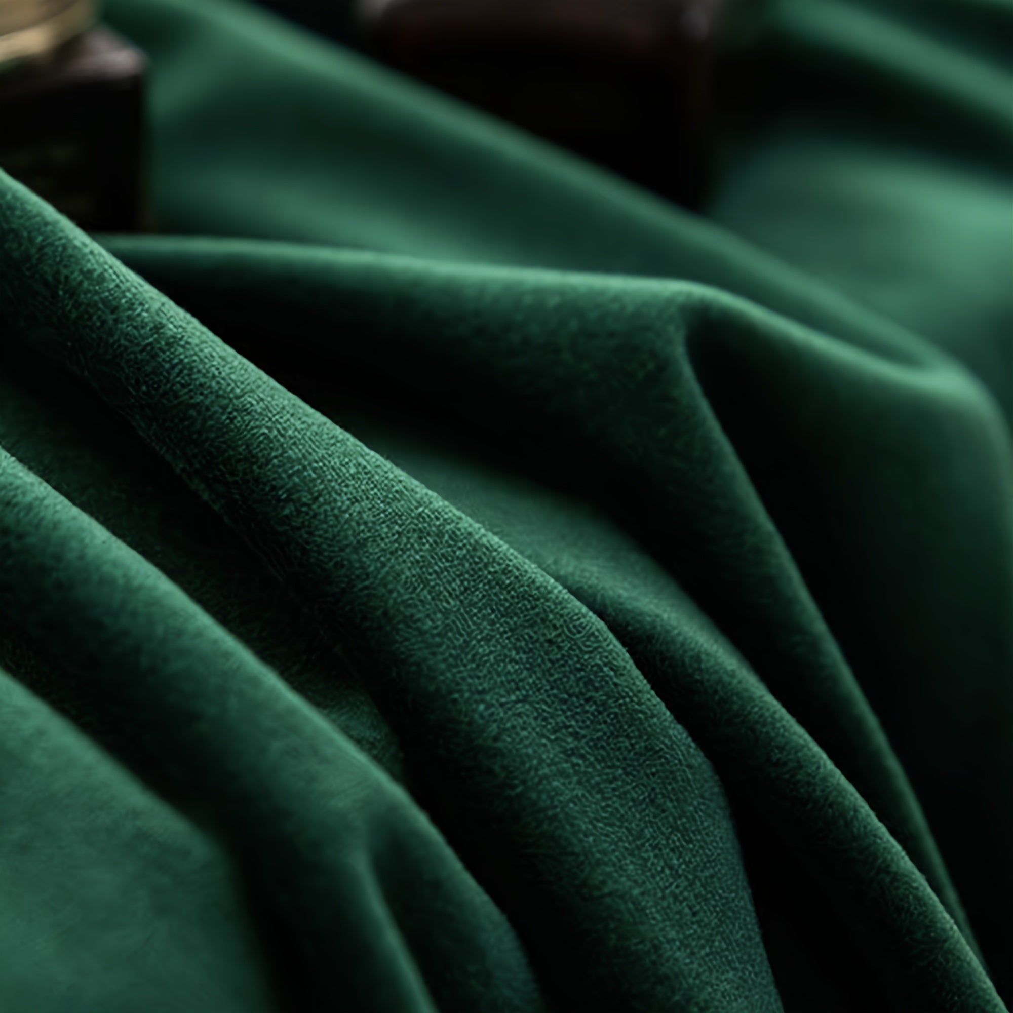 Rideaux en velours vert foncé tamisants en polyester (2 panneaux)