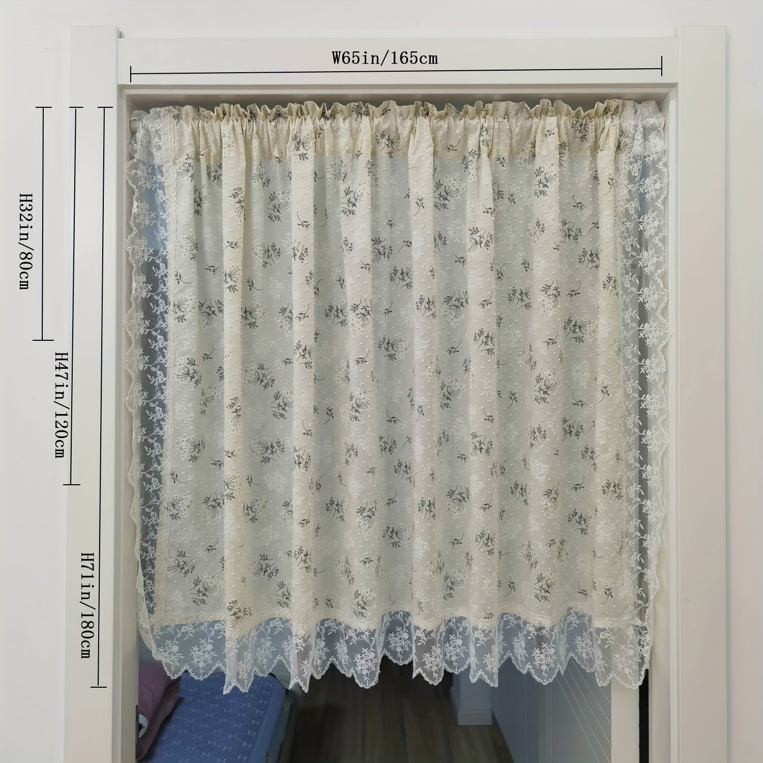 Rideau valance occultant style French country à imprimé feuilles (1 panneau)