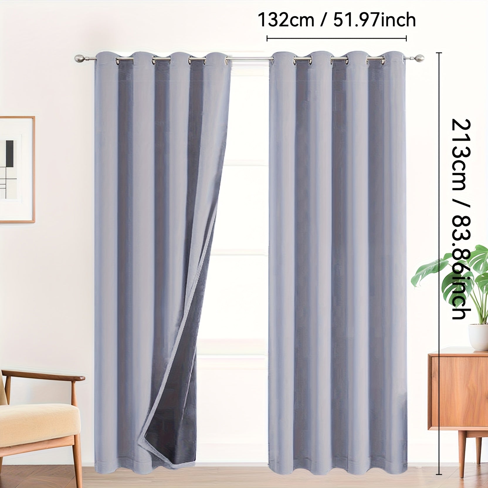 Rideaux occultants 100 % blackout à œillets – lot de 2 panneaux pour chambre et salon