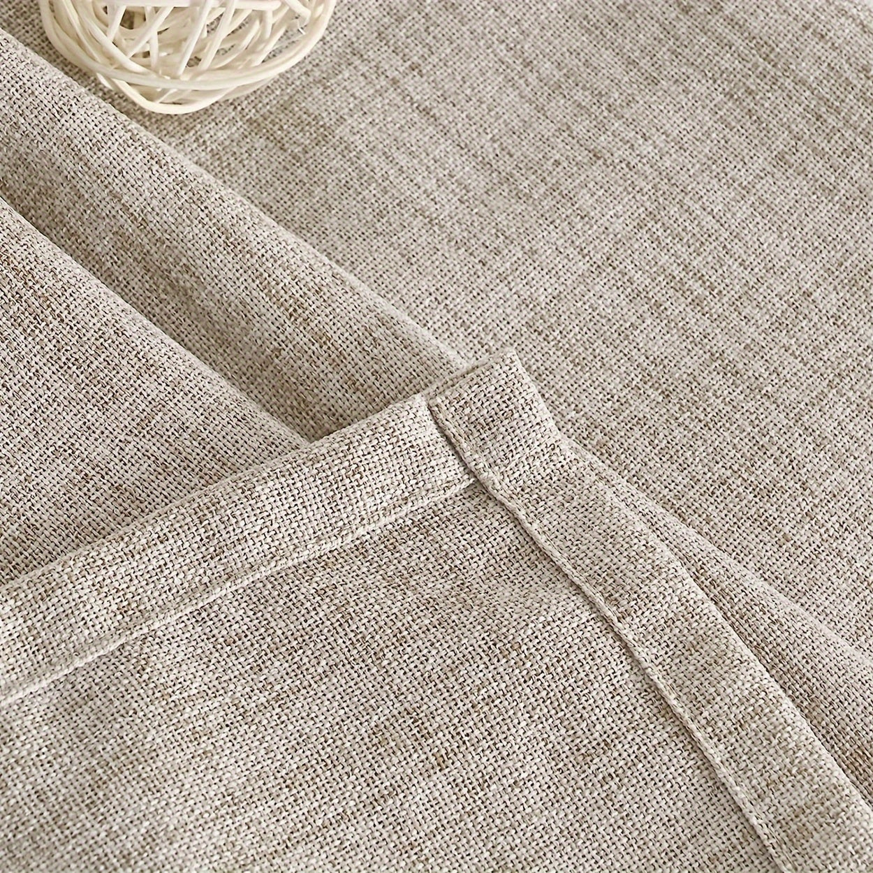 Rideaux épais imitation lin beige à œillets style japonais (2 panneaux)
