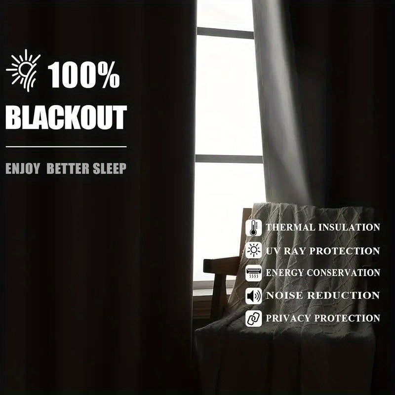 Rideaux occultants 100% blackout en polyester thermique (2 panneaux), hauteur moins de 160 cm Image