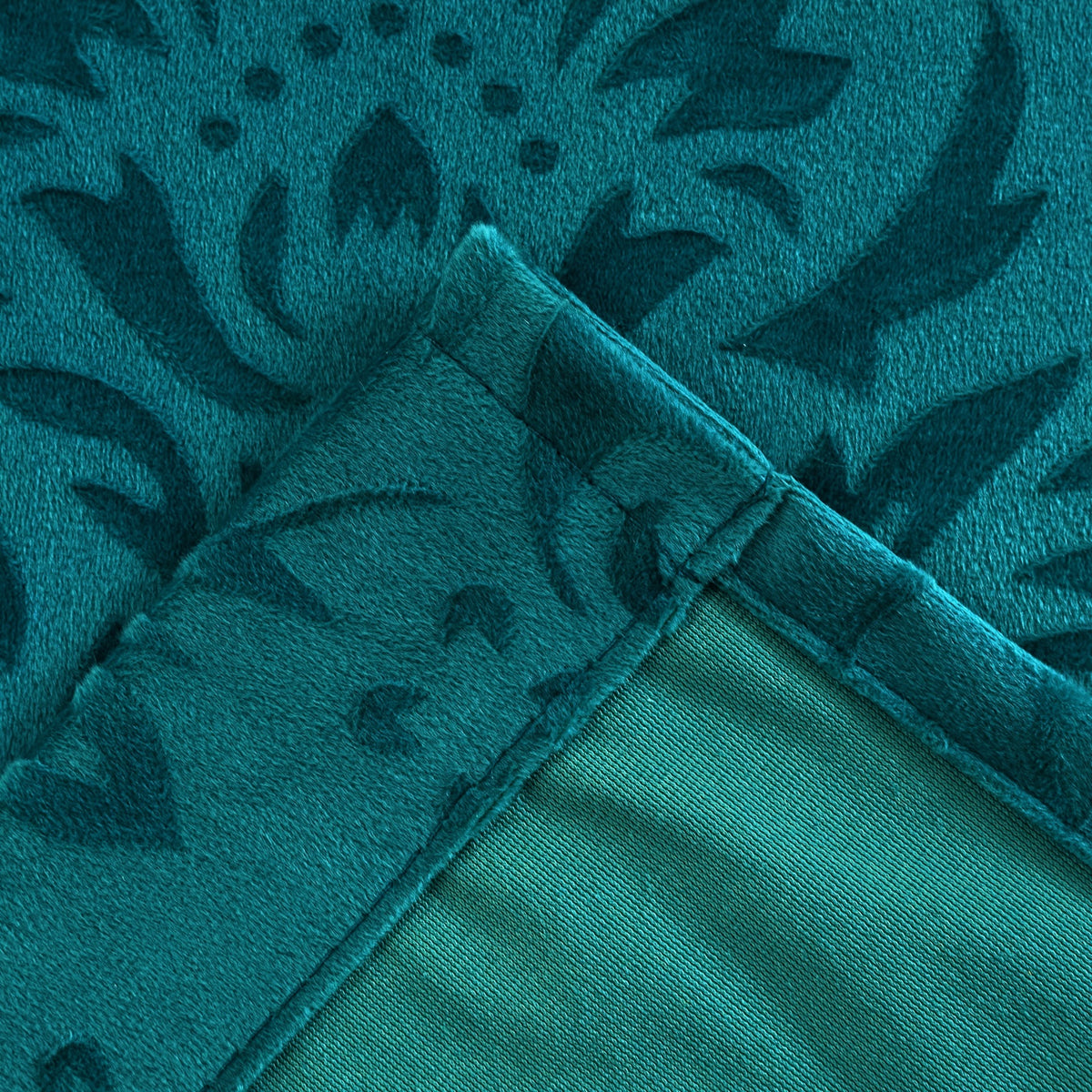 Rideaux velours à motifs floraux européens vert émeraude (2 panneaux), hauteur 270 cm et plus