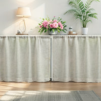 Rideau brise-vue effet lin tamisant pour meuble et cuisine, gris