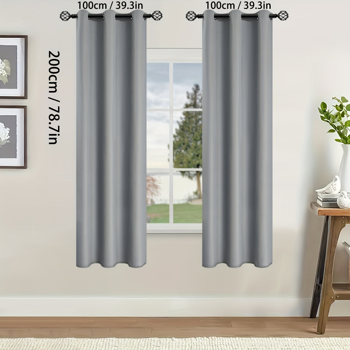 Rideaux occultants thermiques avec œillets pour salon et chambre - 2 panneaux