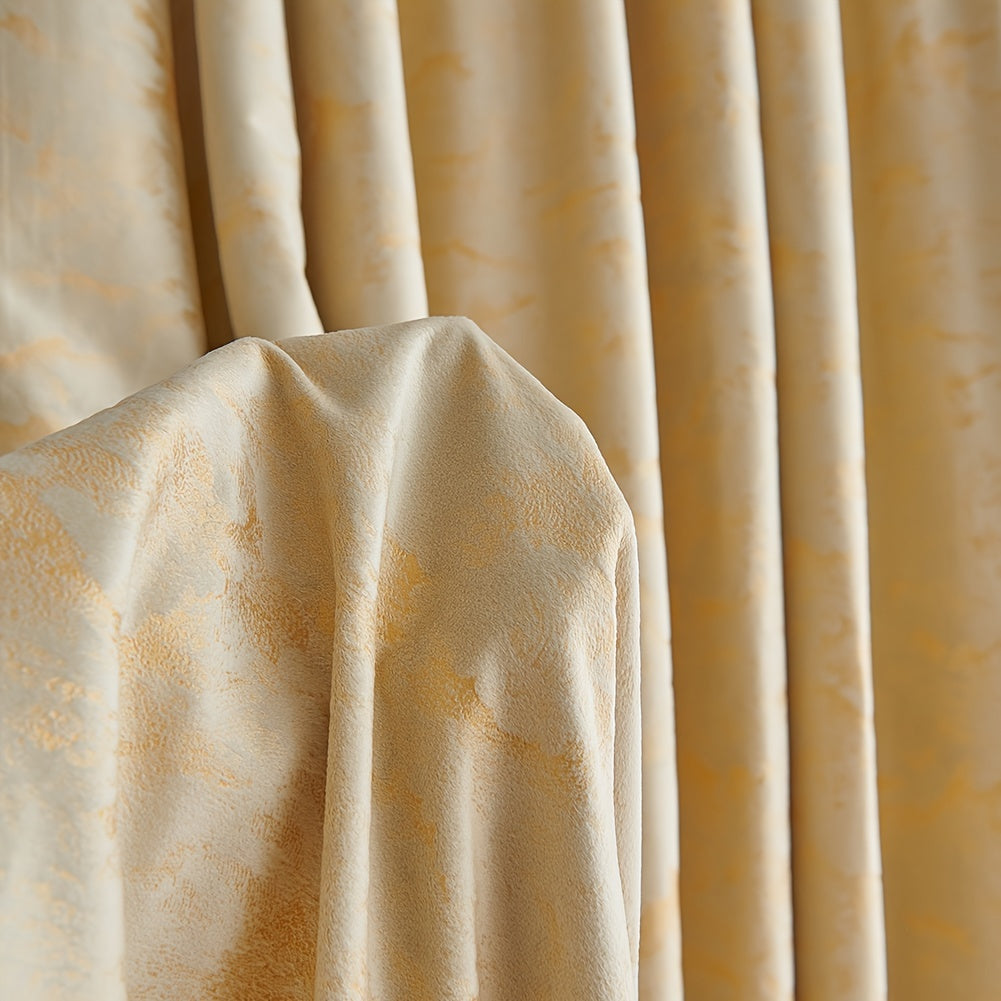 Rideau occultant velours embossé doré à œillets pour salon et chambre