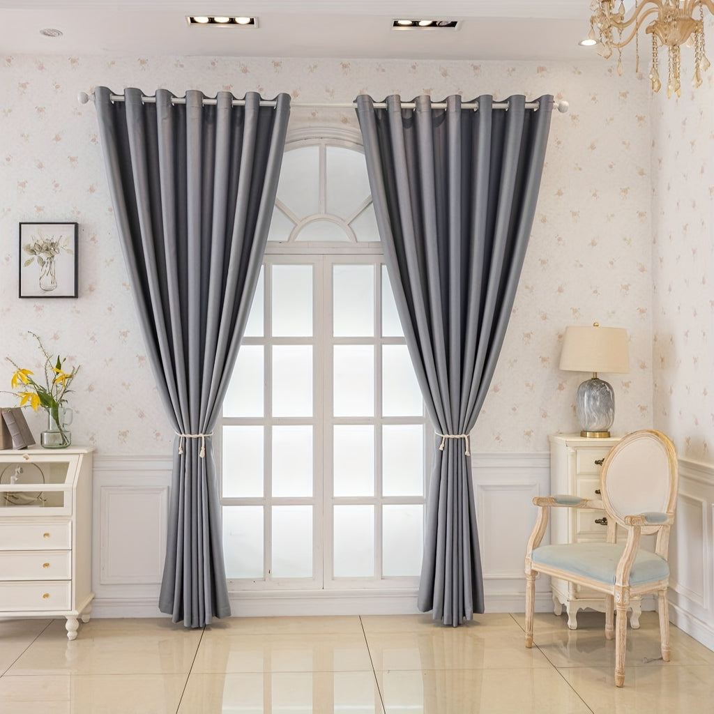 Rideaux occultants gris épais en polyester, hauteur 200 à 239 cm