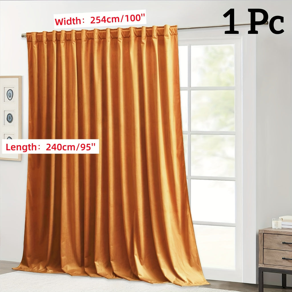 Rideau flanelle occultant large en polyester pour porte-fenêtre, or