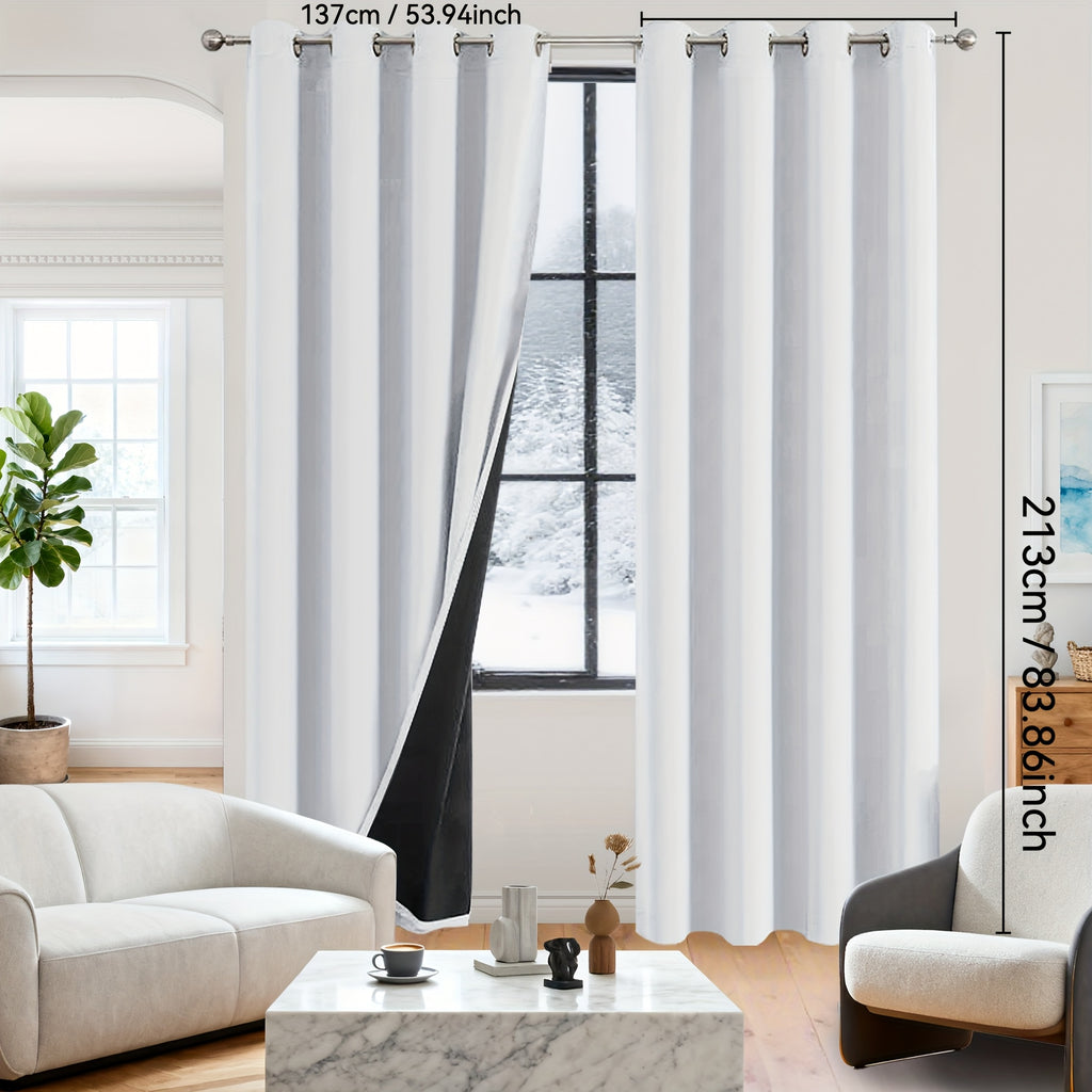 Rideaux occultants 100% blackout en polyester thermique (2 panneaux), blanc