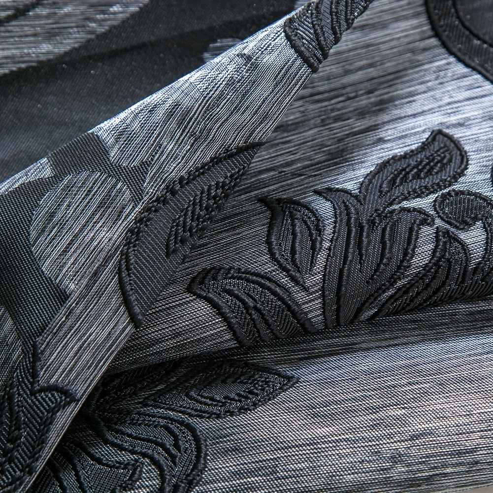 Rideaux occultants jacquard fleuris rétro à œillets (2 panneaux), largeur 100 à 139 cm Image