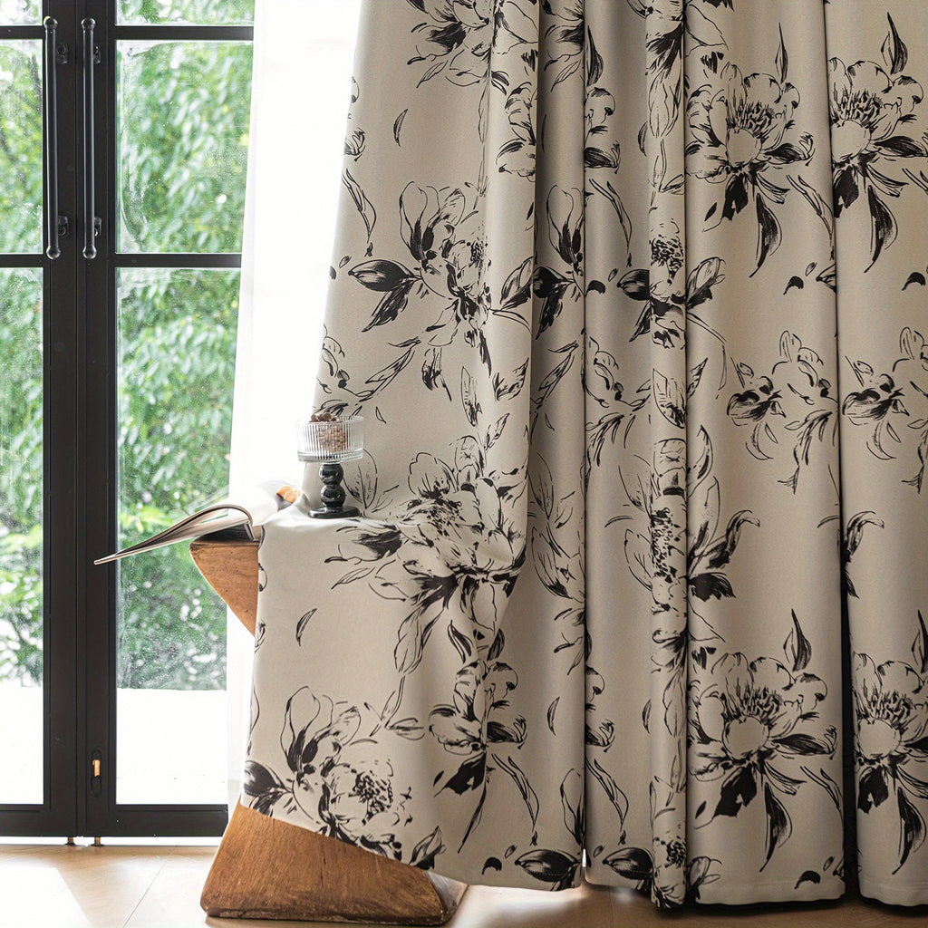 Rideau occultant thermique à motif floral, hauteur 240 à 269 cm