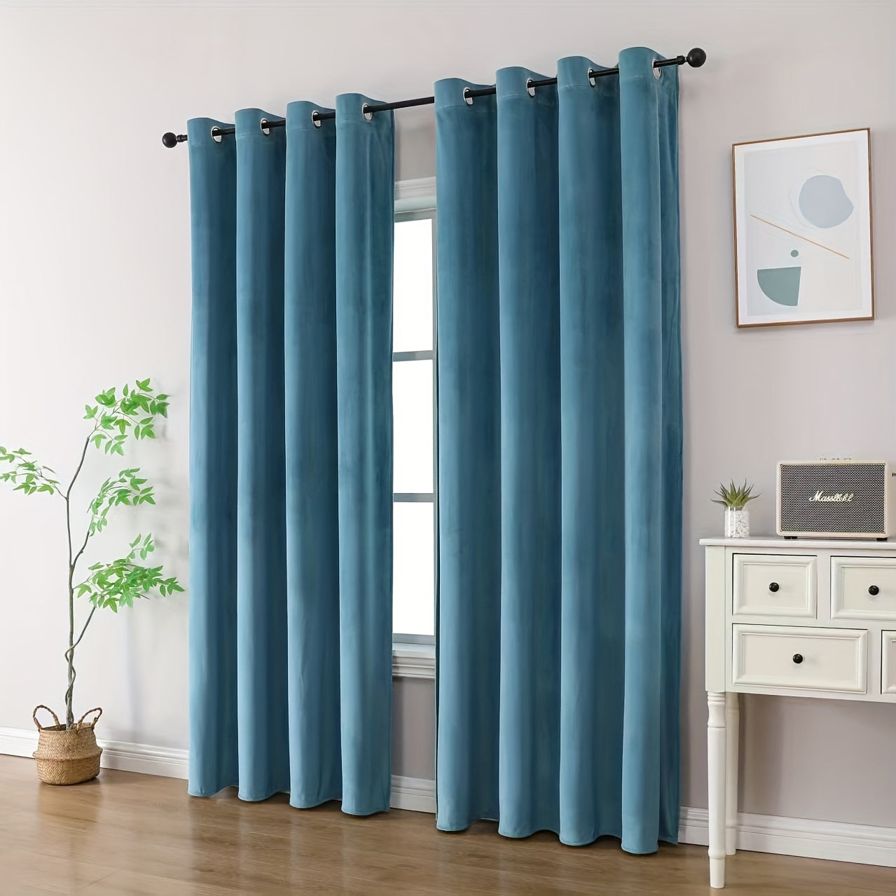 Rideaux occultants velours thermiques pour chambre et salon (2 panneaux)