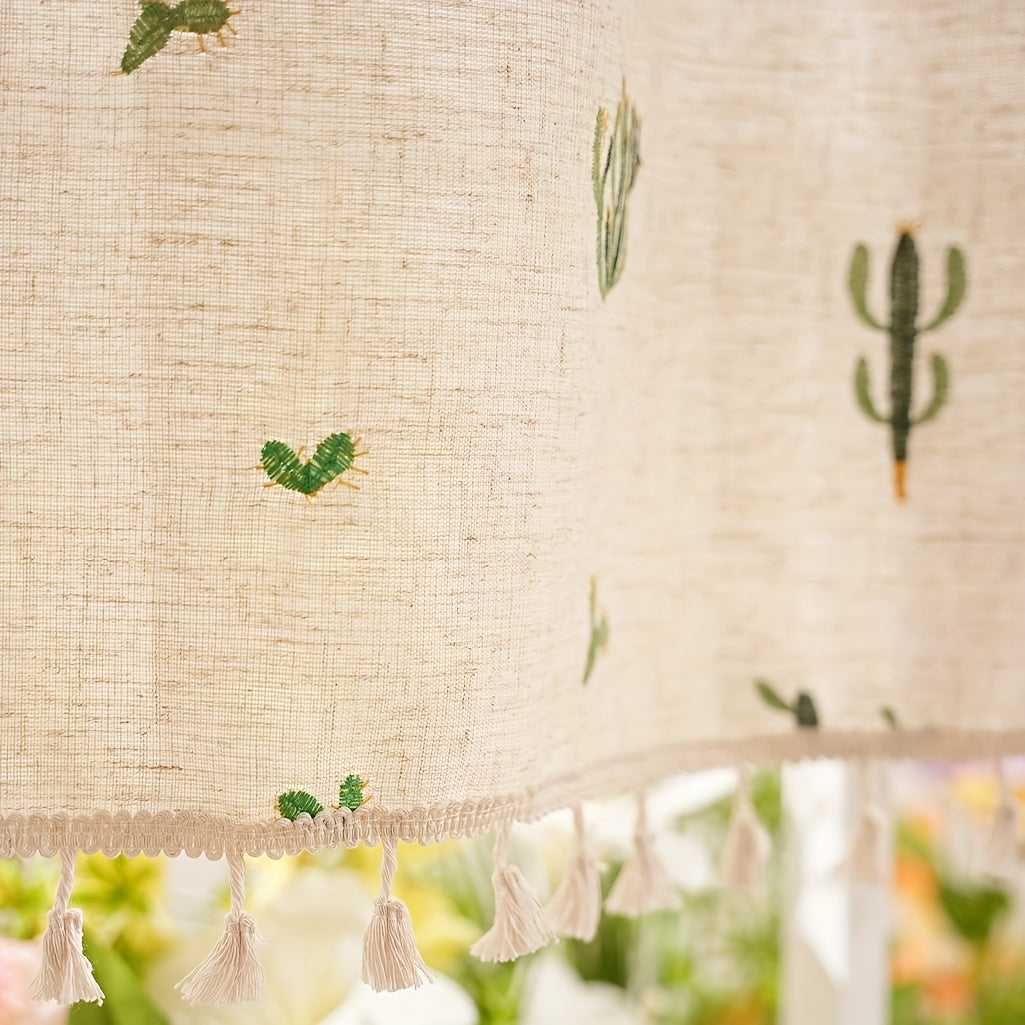 Rideau café brodé cactus en polyester style campagne pour petite fenêtre