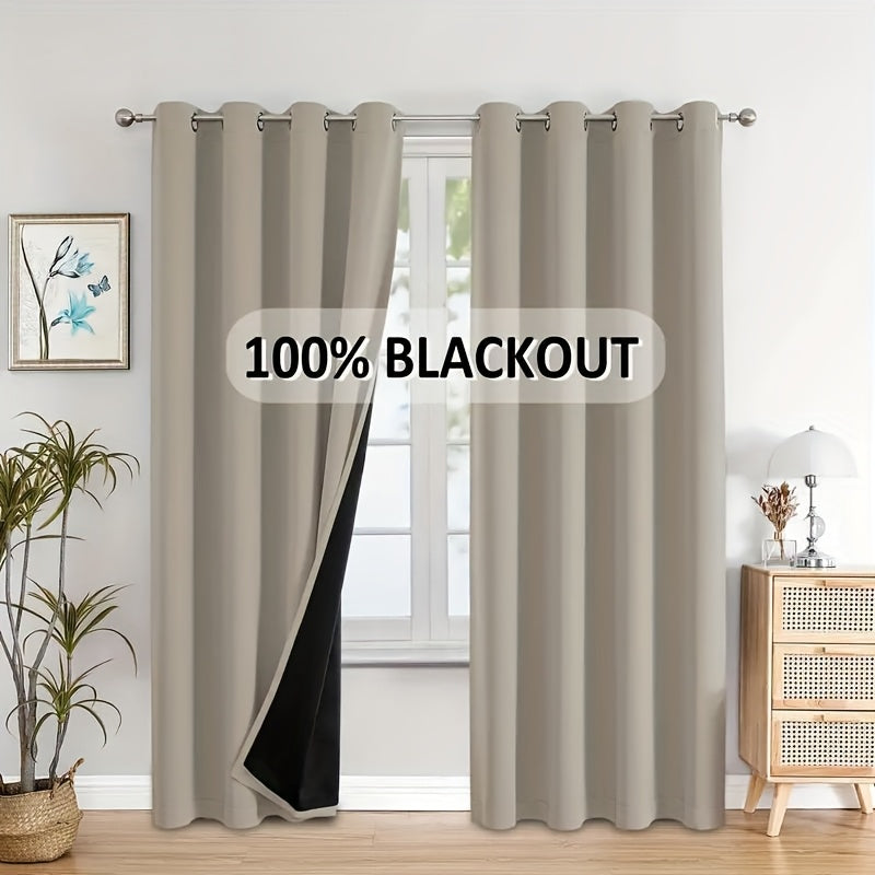 Rideaux occultants 100 % blackout à œillets, beige