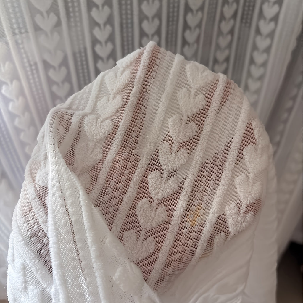Rideau jacquard cœur tamisant auto-adhésif pour placard et petite fenê, largeur 140 à 199 cm