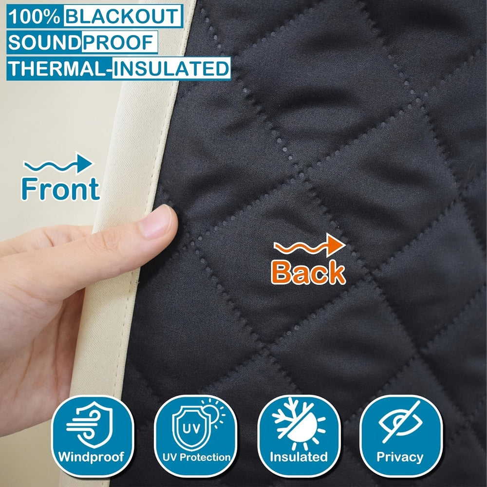 Rideaux occultants thermiques matelassés double couche – 2 panneaux