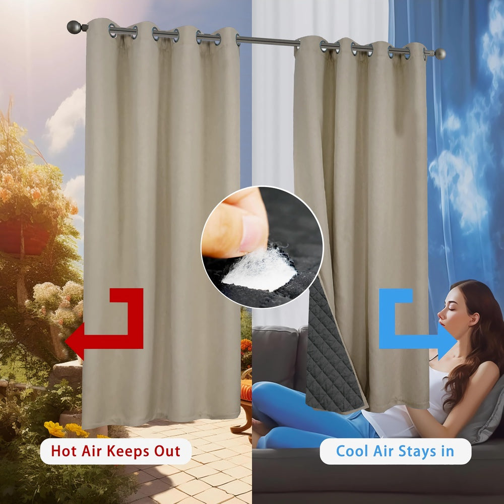 Rideaux occultants thermiques matelassés double couche – 2 panneaux