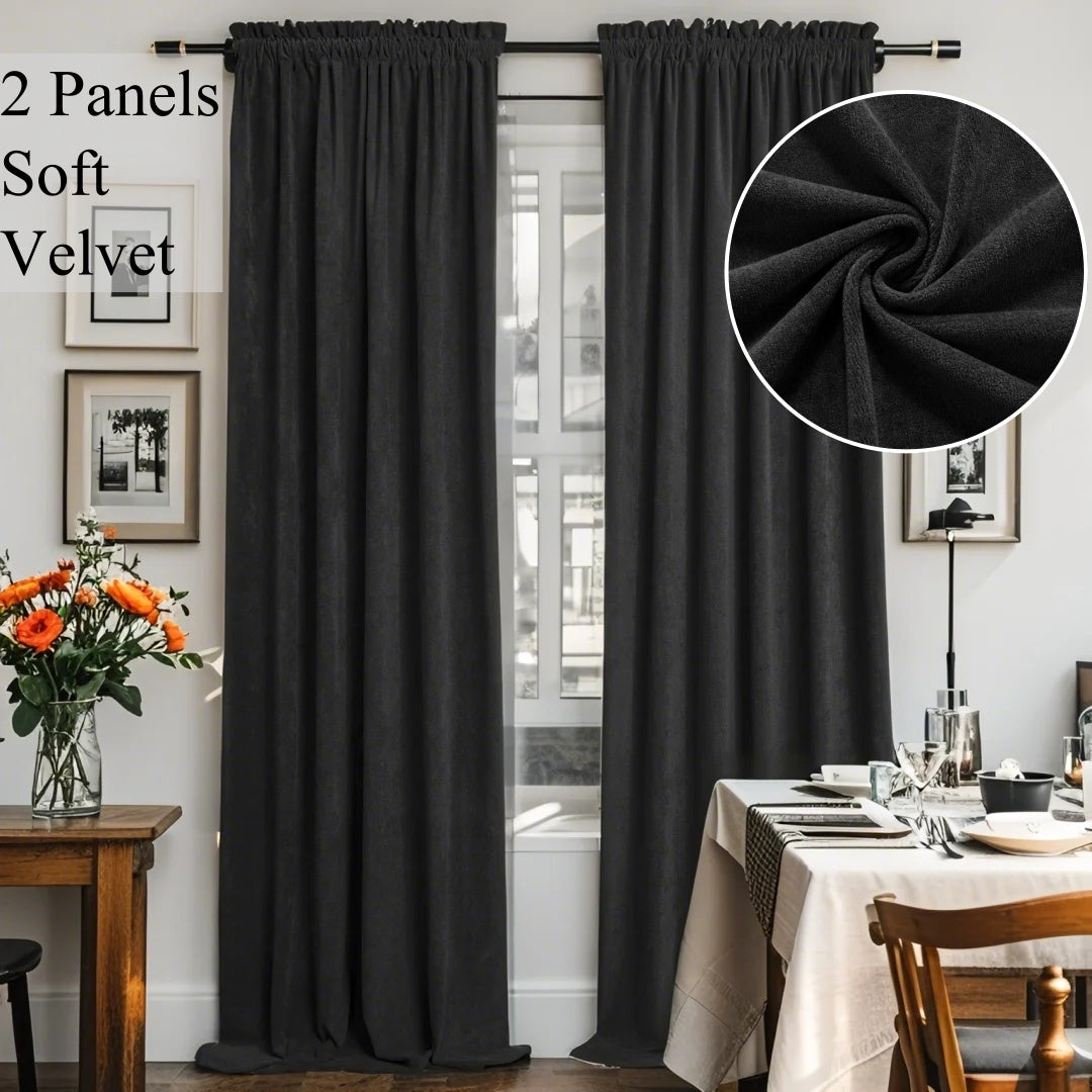 Rideaux en velours épais à galon passe-tringle, largeur 100 à 139 cm