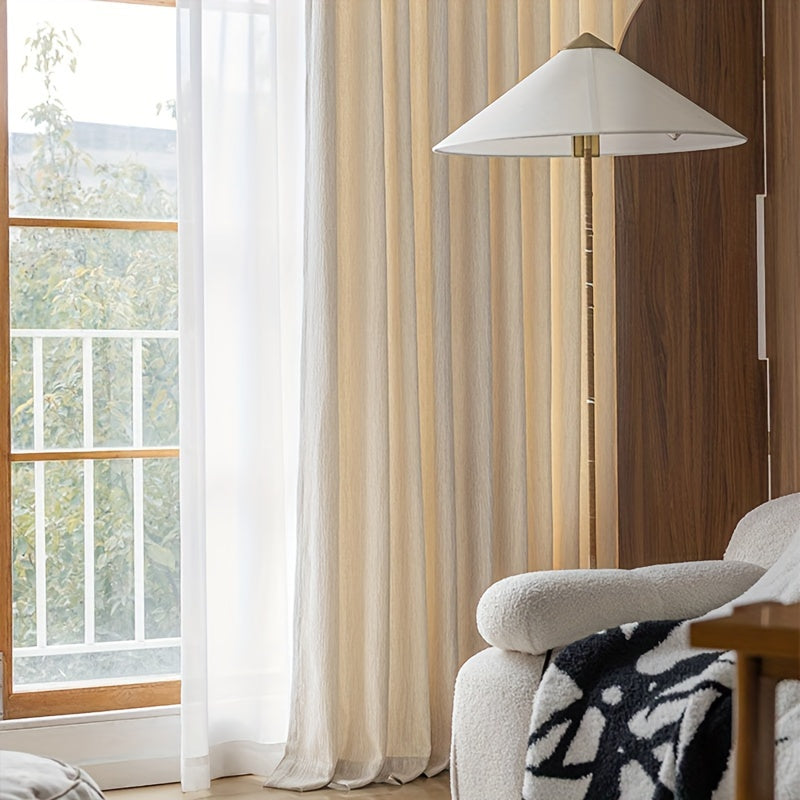 Rideau occultant jacquard chenille beige style français pour salon