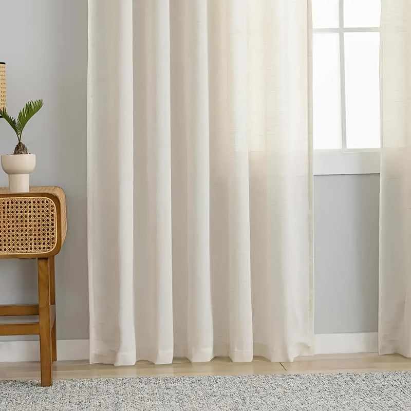 Rideau tamisant transparent effet lin pour salon et chambre (2 panneaux)