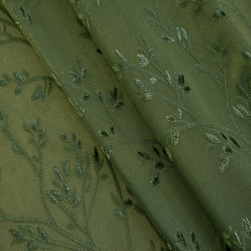 Rideau voilage vert jacquard à motifs branches style vintage