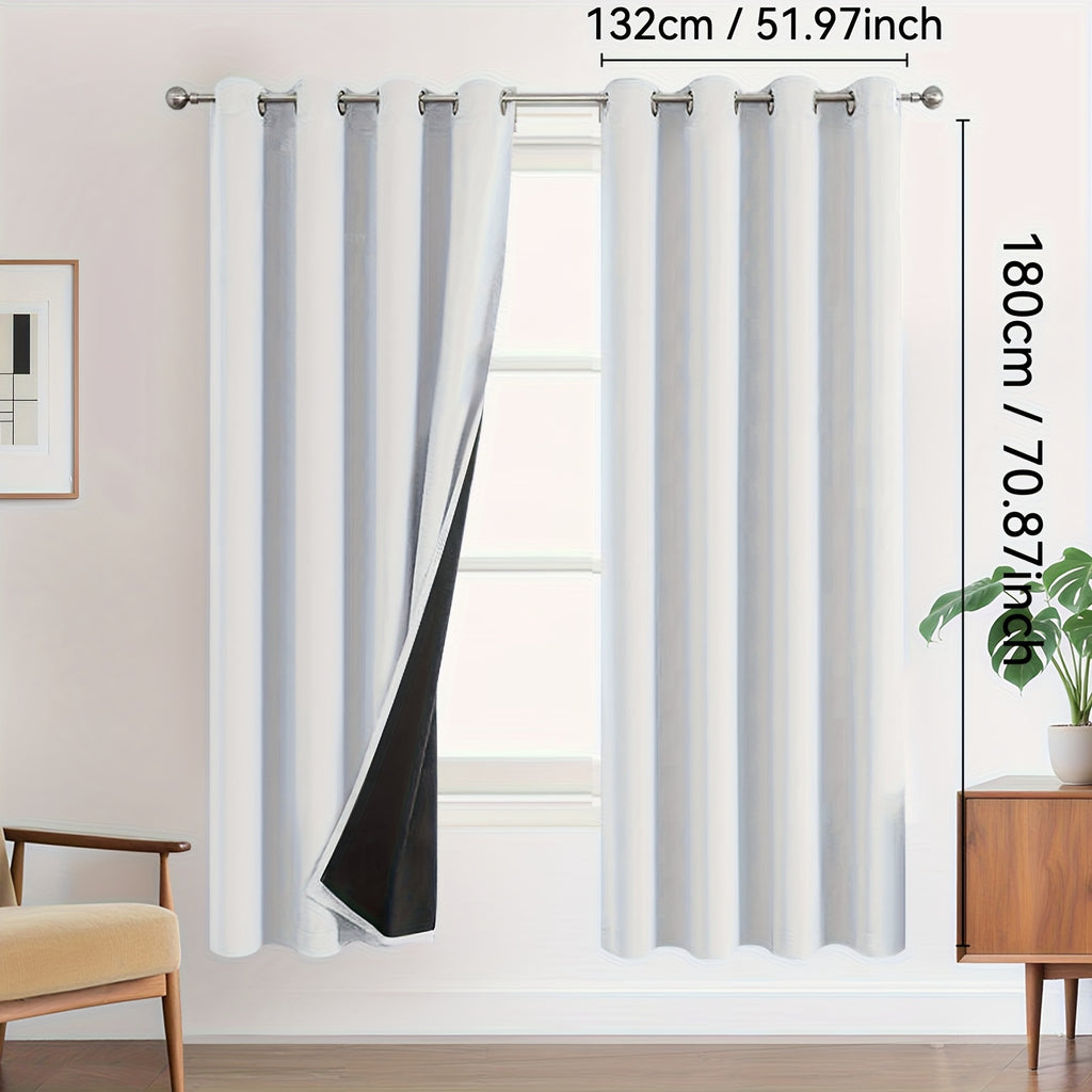Rideaux occultants 100 % blackout à œillets – lot de 2 panneaux pour chambre et salon