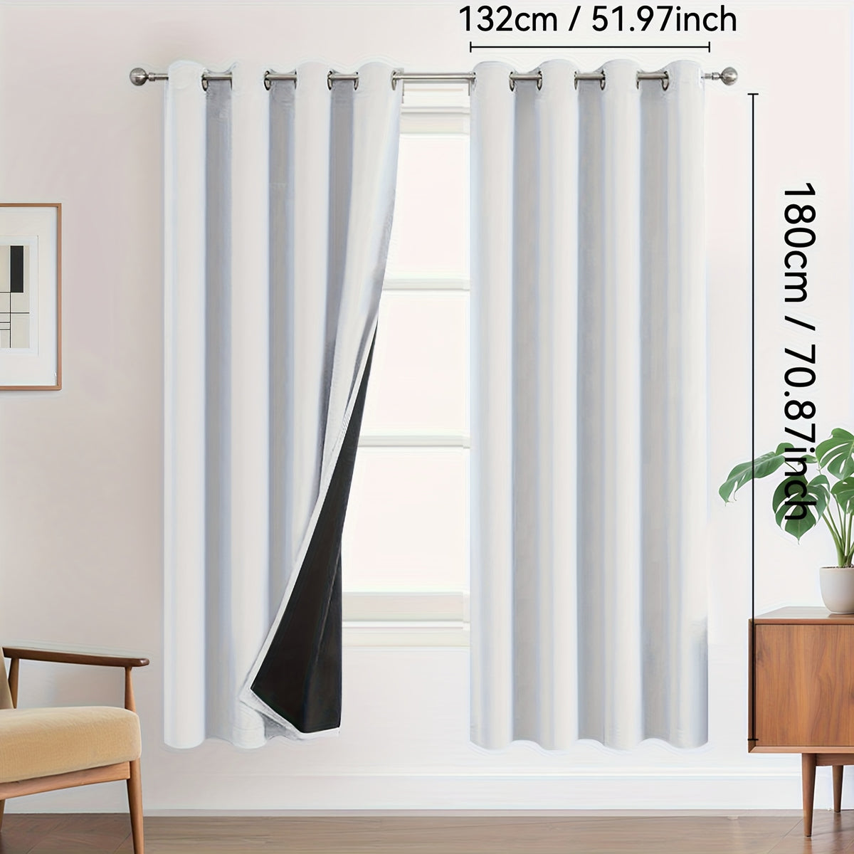 Rideaux occultants 100 % blackout à œillets – lot de 2 panneaux pour chambre et salon