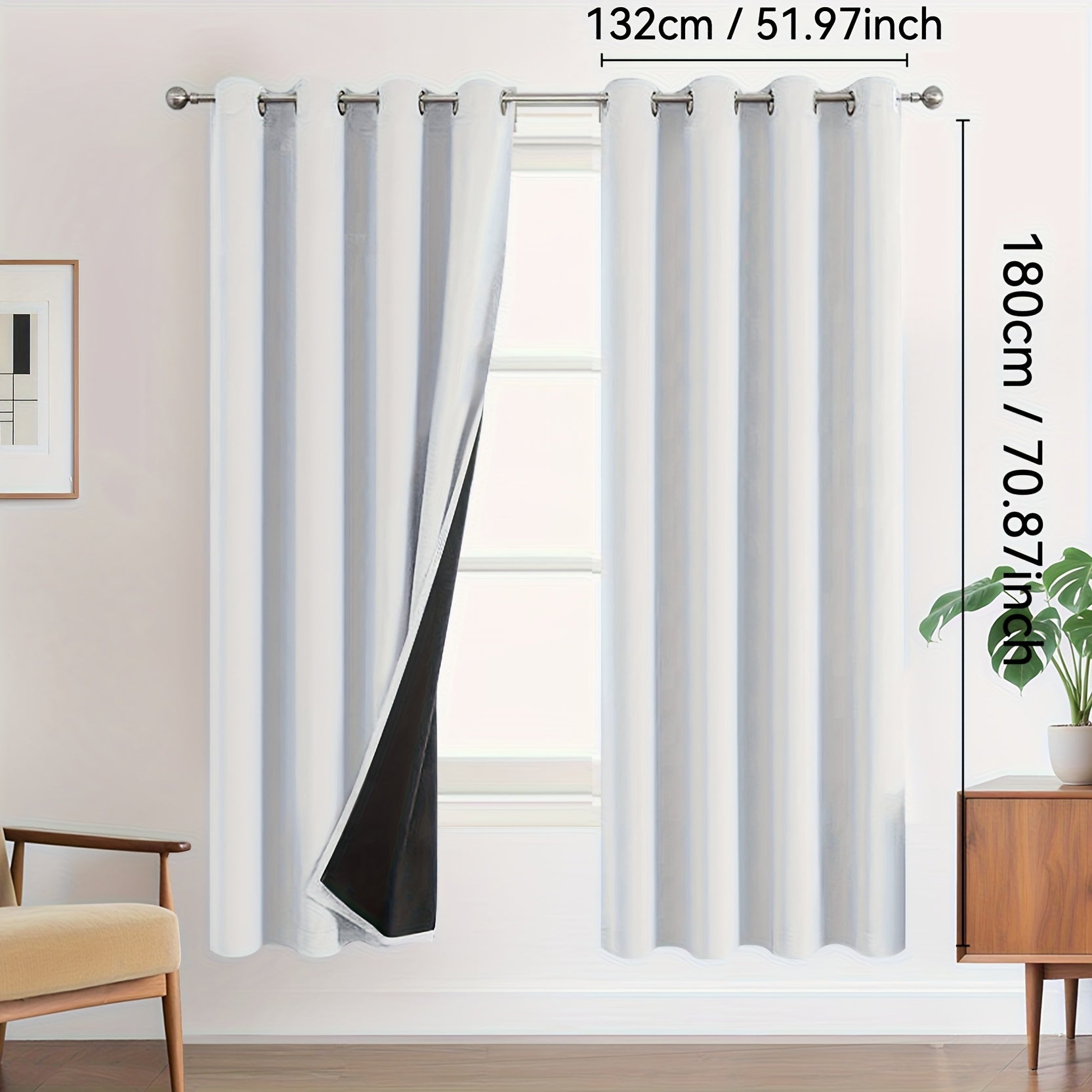 Rideaux occultants 100 % blackout à œillets – lot de 2 panneaux pour chambre et salon