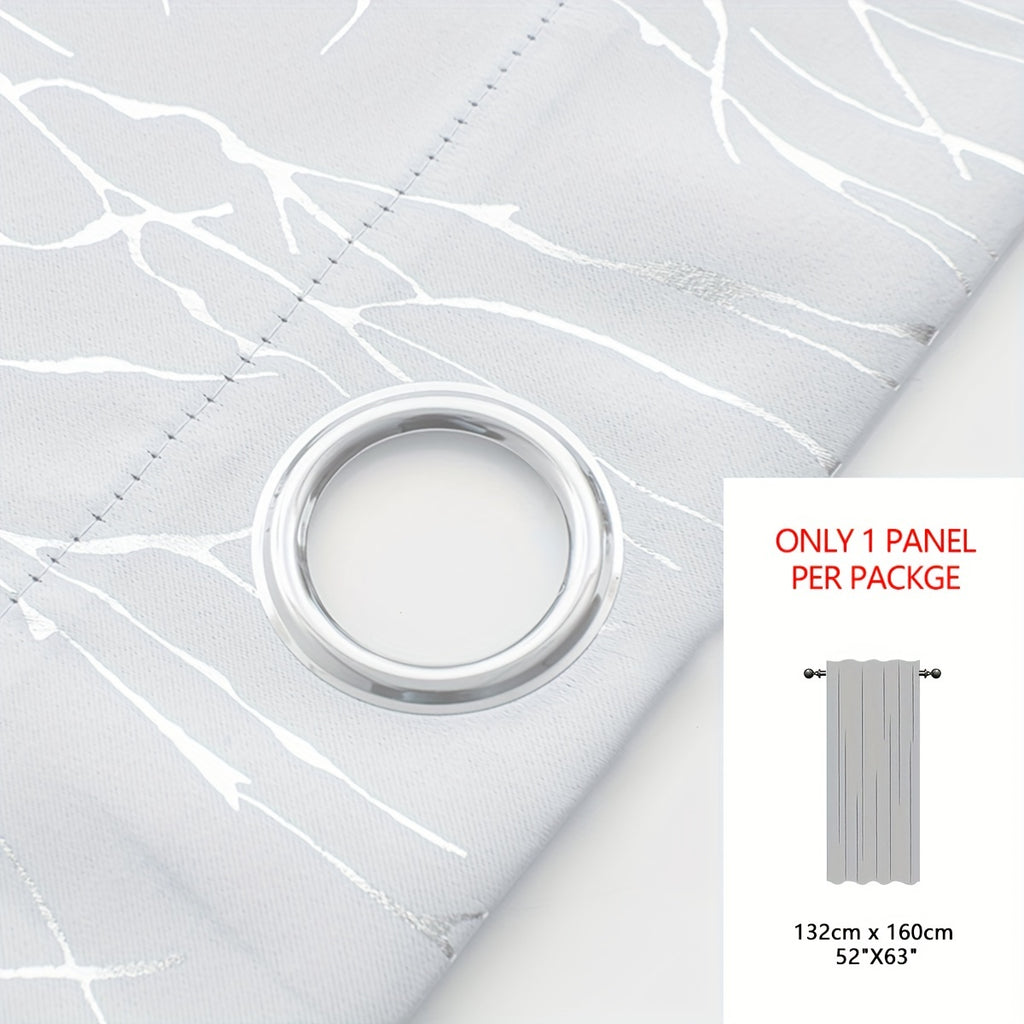 Rideau occultant à motifs branches dorées en polyester, blanc