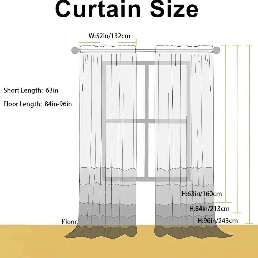 Rideaux en dentelle brodée style français semi-voilés (2 panneaux), hauteur 270 cm et plus