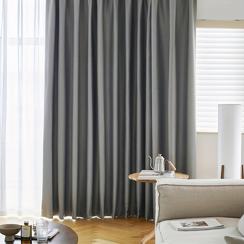 Rideau occultant épais gris moderne en polyester, largeur 100 à 139 cm